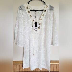 NWT Spiaggia Dolce Women's White Lace-up Tunic Cover-up Size Medium
